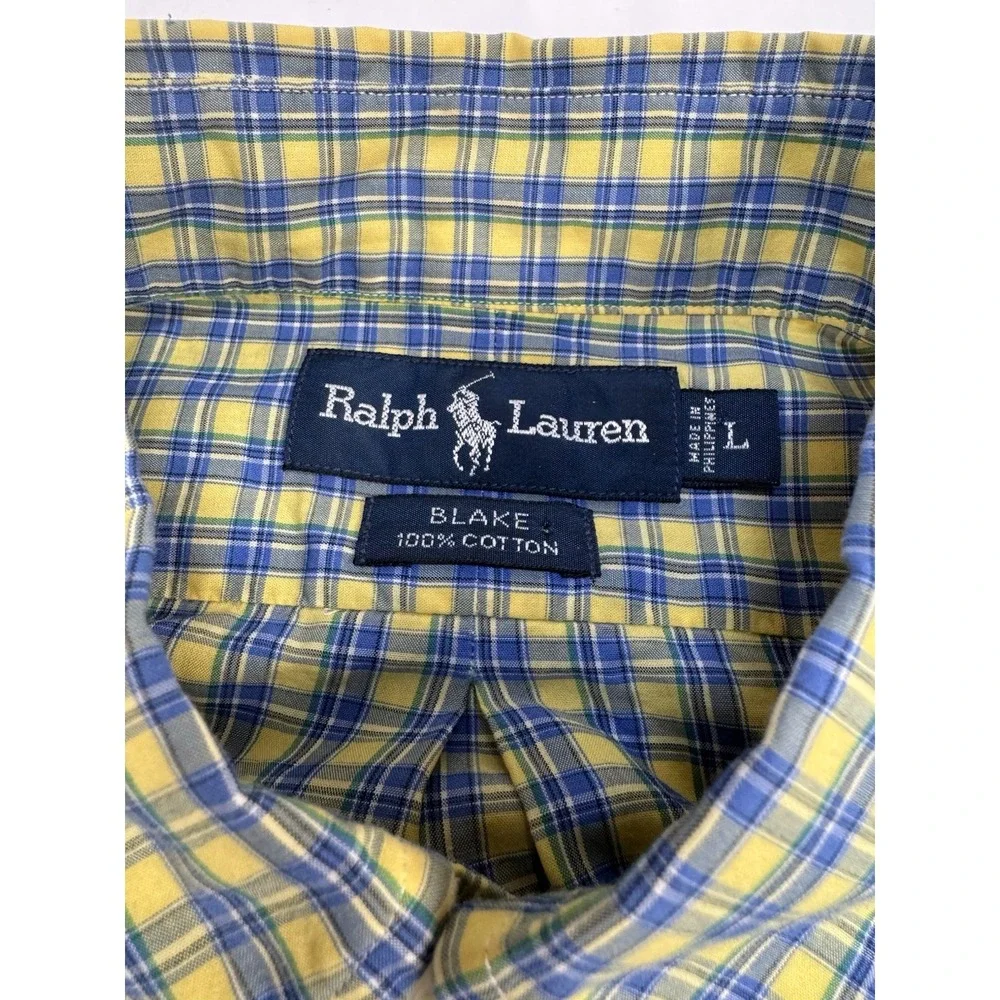 Polo Ralph Lauren Blake Mens‎ Long Sleeve Button Down Sz L Large Yellow Blue